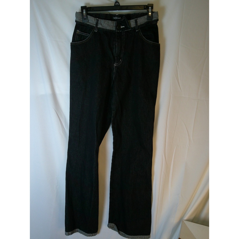 Willi Smith Womens Vintage Black Denim Straight Leg Jeans Contrast Waist Size 6